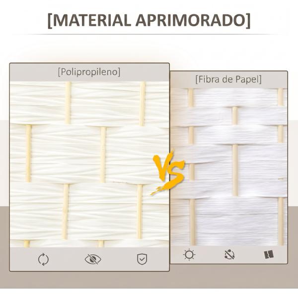 Separador de Ambientes de 3 Painéis Biombo Dobrável 135x180 cm Polipropileno Branco