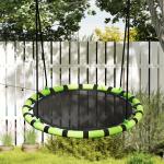 Baloiço para Crianças Redondo Baloiço de Jardim Infantil Ajustável Impermeável Carga 150kg Ø100x180 cm Preto e Verde