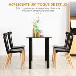Conjunto de 4 Cadeiras Estilo Nórdico com Encosto Alto e Pés de Madeira de Faia 48x52,5x83cm Preto e Madeira