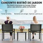 Conjunto de Mesa e Cadeiras com 3 Peças Conjunto de Jardim 2 Cadeiras de Textilene e Mesa de Vidro Cinzento Claro