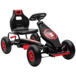 Kart a Pedais para Crianças 5 - 12 Anos com Assento Ajustável Pneus Insufláveis Amortecimento e Travão de Mão 121x58x61cm Vermelho