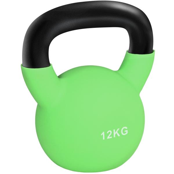 Kettlebell de 12 kg de Ferro Fundido Peso Russo com Revestimento de Neoprene para Treinamento de Força 18x11x20cm Verde