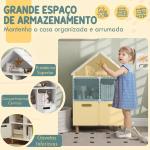 Estante para Livros Infantil de 3 Níveis em Forma de Casa com 3 Prateleiras e 2 Armários, para Crianças dos 3 aos 8 Anos, Branco