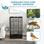 Gaiola para Pássaros 61x36,5x98 cm com Portas Poleiros Bandeja Removível e Alças para Canários Periquitos Preto