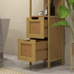 Coluna Casa de Banho com 3 Prateleiras e 2 Gavetas Armário Alto para Casa de banho Estilo Moderno 30x30x144,3 cm Madeira