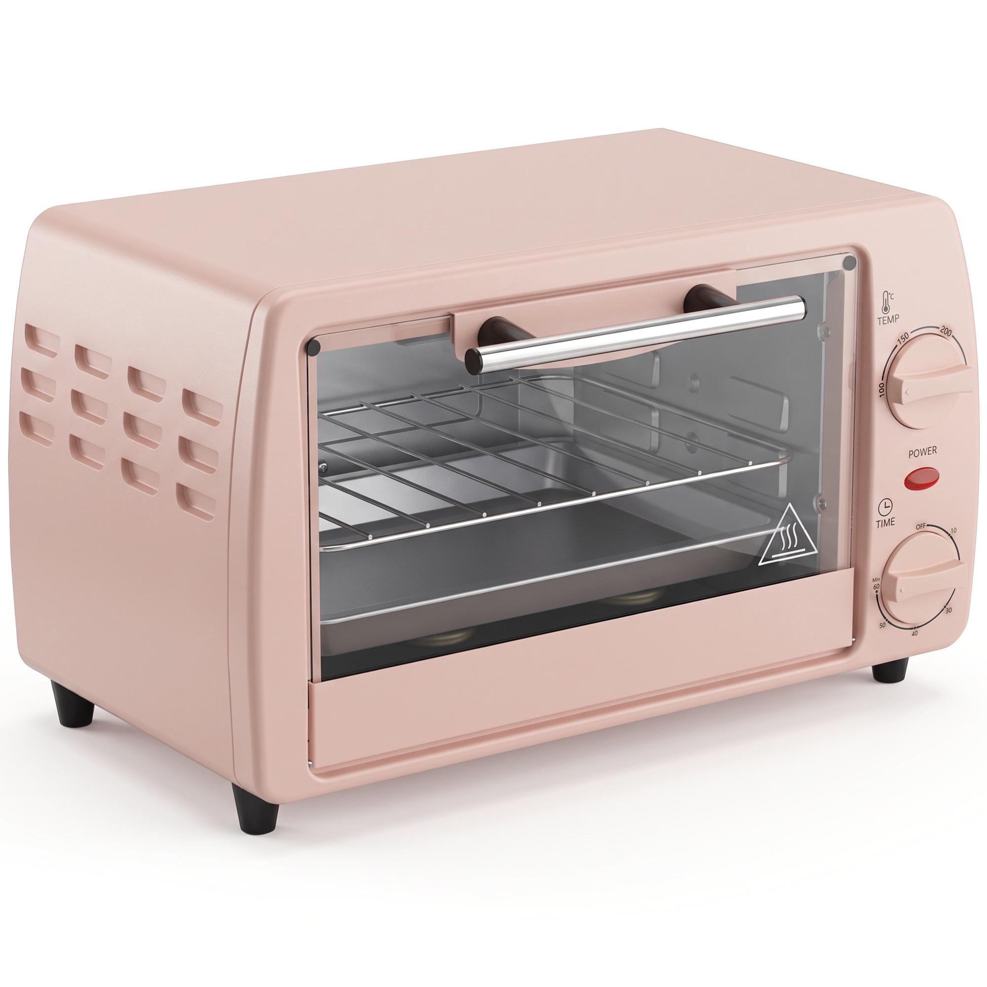 Forno Elétrico de Bancada 10 L 750 W com Temperatura até 230 °C e Temporizador 36,5x26x22 cm Rosa