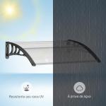 Marquise de Proteção 75x100 cm para Portas e Janelas contra Sol e Chuva com Suporte de Liga de Alumínio Transparente e Preto
