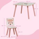 Conjunto de Mesa e Cadeiras para Crianças de 3 Peças Mesa Infantil com 2 Cadeiras Conjunto de Móveis para Atividades Rosa
