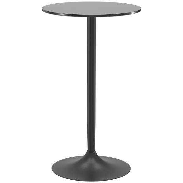 Mesa de Bar Redonda Mesa Alta de Cozinha Moderna com Estrutura de Aço para 2 Pessoas Ø60x102 cm Preto