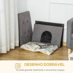 Caverna para Gatos 2 em 1 Banco para Apoio dos Pés com Tampa Removível Orifício de Entrada Almofada Lavável e Pés Elevados de Madeira para Interior 60x45x44,5cm Cinza