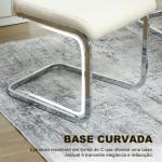 Conjunto de 4 Cadeiras de Sala de Jantar com Assento Acolchoado e Pés de Metal Cadeiras Cantilever Modernas 45x61x98 cm Creme