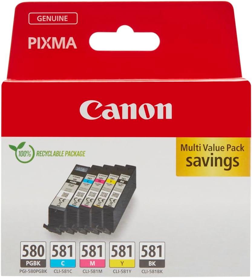 Pack 5x Tinteiros PGI - 580/CLI - 581 (Preto/Cores) - CANON