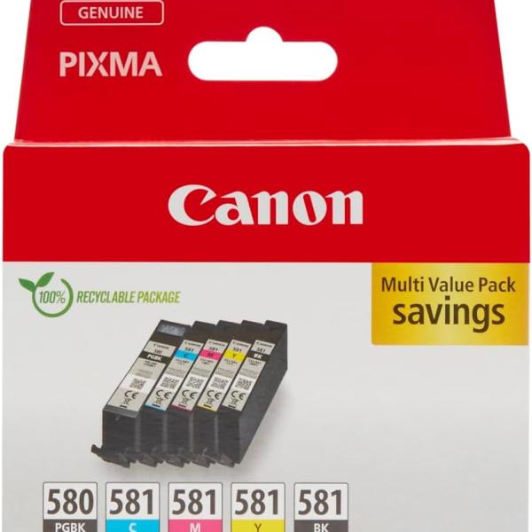 Pack 5x Tinteiros PGI - 580/CLI - 581 (Preto/Cores) - CANON