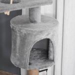 Árvore Arranhador para Gatos com Plataforma Caverna Rede postes de Juta Corda e Bola Suspensa 48x48x120 cm Cinza