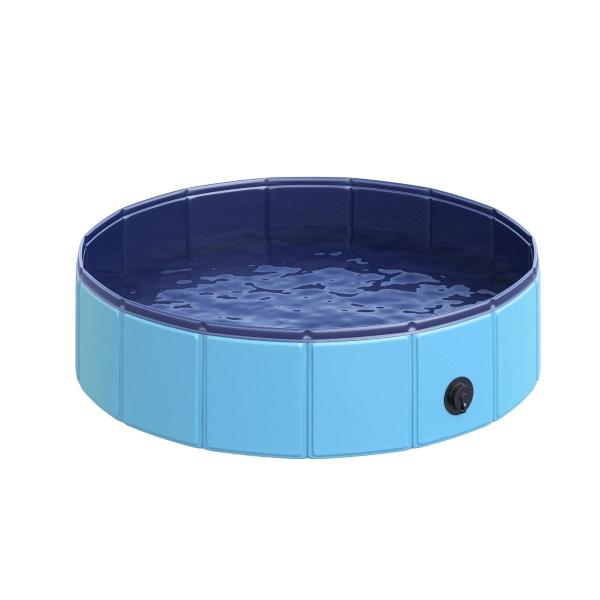 Piscina Dobrável para Cães Ø80x20 cm Banheira Portátil para Animais de Estimação Antiderrapante PVC Multiusos Cor Azul