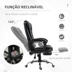Cadeira de Escritório Reclinável Cadeira Executiva Giratória com Altura Ajustável Estofada em PU 64,5x69x109 - 117 cm Preto