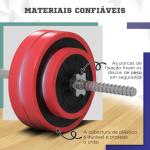 Conjunto de Barra de Pesos 30 kg com Discos Conjunto de Musculação com 6 Discos e 1 Barra para Treino de Força Levantamento de Pesos 170x26x26 cm Vermelho