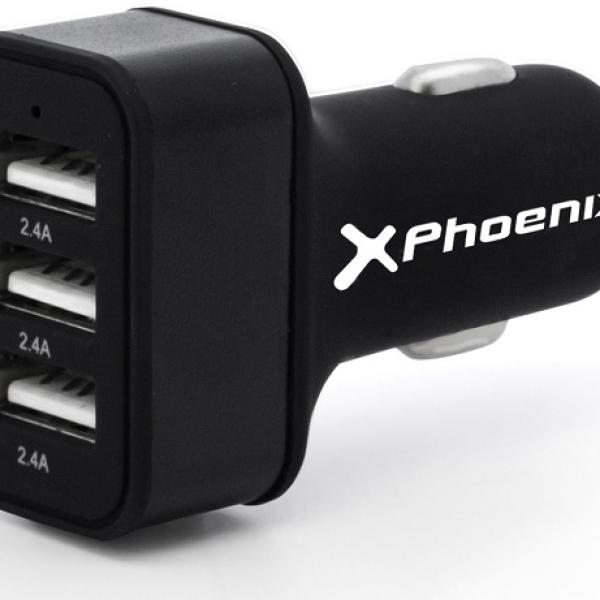 Carregador Isqueiro Universal 3 x USB 7.2A - PHOENIX