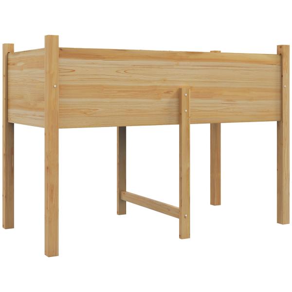 Mesa de Cultivo de Madeira Horta Elevada 115x55x80 cm com Tecido não Tecido para Cultivo de Plantas Verduras Flores Madeira
