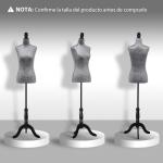 Manequim de Costura Feminino Manequim de Costura Ajustável a 130 - 168 cm com Tripé de Madeira Cinza