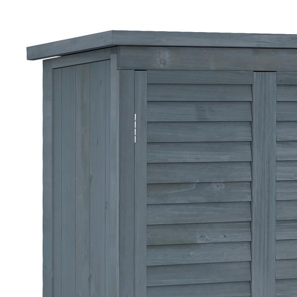Armário de Madeira 0,31 m² 87x46,5x160 cm Armário Exterior de Madeira com 2 Portas e 2 Prateleiras Interior Cinza