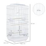 Gaiola para Passáros Gaiola de Metal com Portas 4 Comedouros 3 Poleiros Baloiço Bandeja Removível e Alça de Transporte para Papagaio Canário Periquito 46,5x35,5x92cm Branco