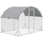 Galinheiro para Exterior para 4 - 6 Galinhas de Aço Galvanizado com Teto de Tecido Oxford 2,8x1,90x1,97 m Prata