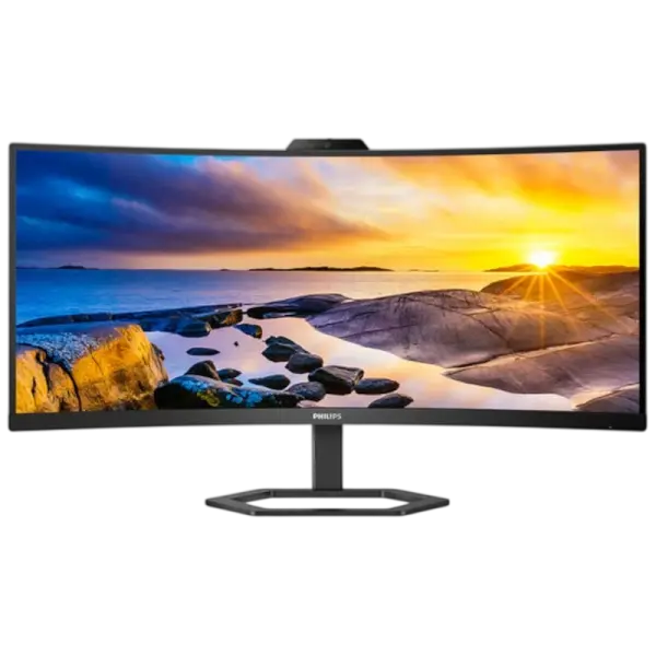 Monitor Profissional Ultrapanorámico Curvo Philips 34E1C5600HE 34" WQHD Webcam 100 Hz VA 300 cd/m² 4 ms HDMI DisplayPort USB - C Multimedia Regulavel em altura Preto