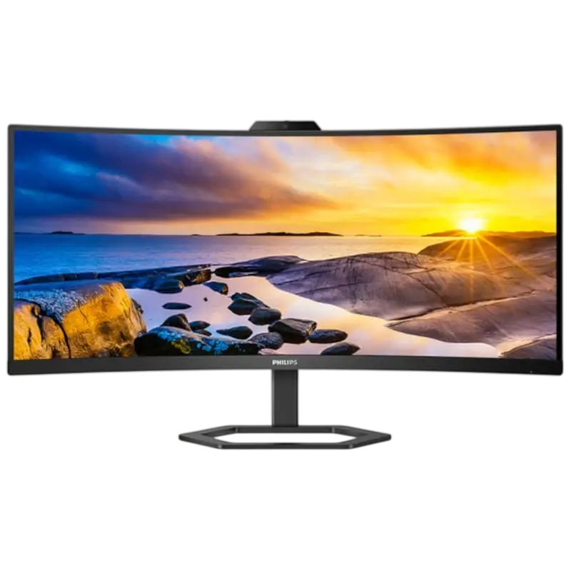Monitor Profissional Ultrapanorámico Curvo Philips 34E1C5600HE 34" WQHD Webcam 100 Hz VA 300 cd/m² 4 ms HDMI DisplayPort USB - C Multimedia Regulavel em altura Preto