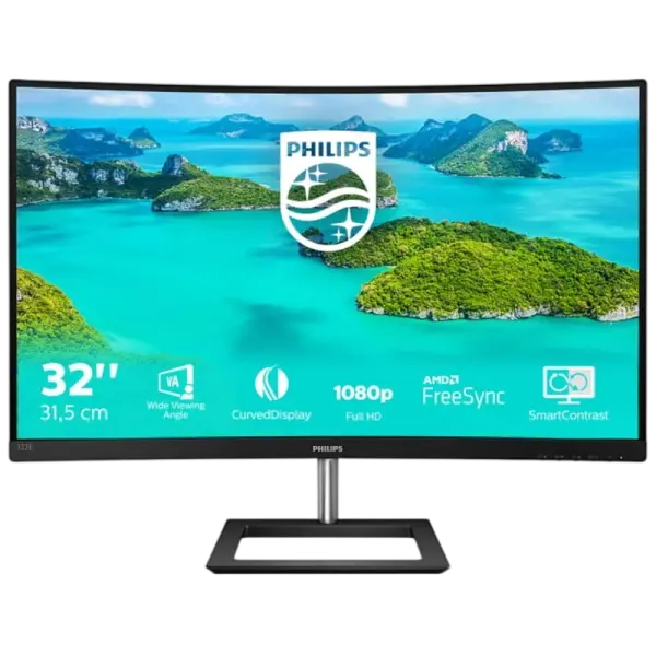 Monitor Profissional Curvo Philips E - Line 322E1C 31.5" Full HD 75 Hz VA 250 cd/m² 3000:1 4 ms HDMI VGA DisplayPort Preto