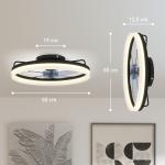 Ventoinha de Teto com Luz LED 40 W Motor DC Reversível Comando Remoto 6 Velocidades 3 Cores Temporizador Preto