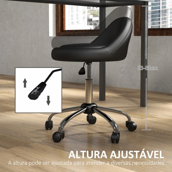 Banco com Rodas Banco Giratório com Altura Ajustável Cosmética Dentista Cabeleireiro Ø50x63 - 83 cm Preto