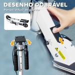 Trotinete Dobrável para Crianças de 3 - 8 Anos com Luzes LED Guiador com 4 Alturas Ajustáveis Travão Traseiro e de Mão 73x36x73 - 89 cm Branco