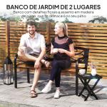 Banco de Jardim de 2 Lugares Banco de Exterior com Assento de Madeira e Estrutura de Aço 127x56x80 cm Madeira e Preto