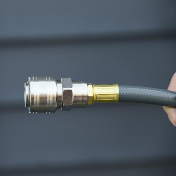 Carrete de Mangueira de Ar Comprimido Automático de 10 m Conector de 1/4'' BSP Suporte Giratório 180° para Parede Cinzento