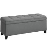 Banco de Armazenamento com 2 Dobradiças de Segurança Tampa Rebatível para Quarto Sala de Estar 120x40x48 cm Cinza Escuro