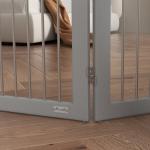 Barreira de Segurança para Cães Barreira de Segurança para Escadas e Portas Dobrável com Suporte de Pé 154x30x80cm Cinzento
