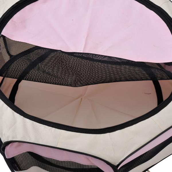 Parque Dobrável para Cães e Gatos Corralito Portátil para Animais Pequenos Impermeável em Tecido Oxford Ø90x41 cm Rosa