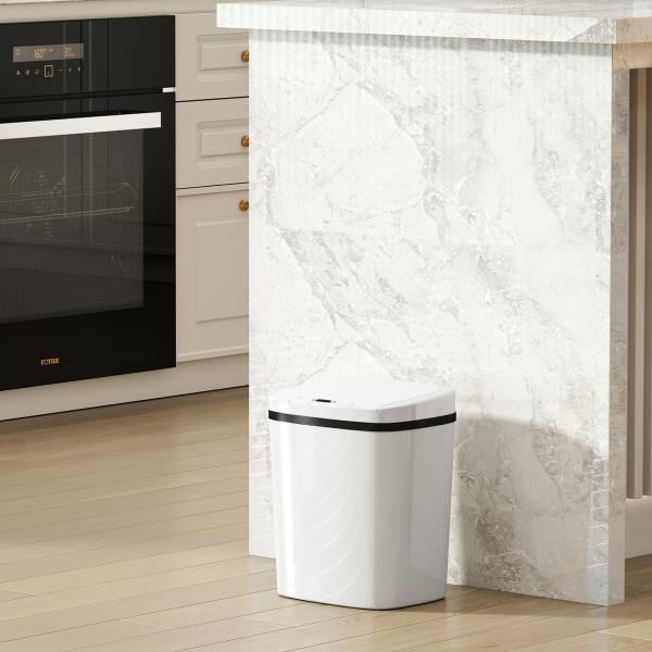 Balde de Lixo Automático 15L com Sensor Infravermelhos e Modo Manual Anel de Retenção Antimarcas 27,6x21,4x33,5 cm Branco