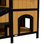 Casa para Gatos de Madeira com Suporte para Flores de 2 Níveis e Teto Asfáltico 96x65x85,5 cm Madeira e Preto