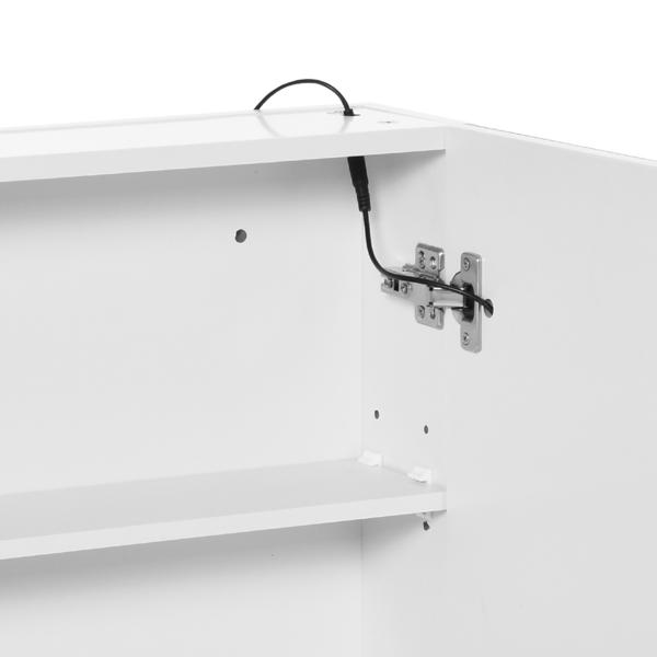 Armário Casa de Banho com Espelho e Luz LED 2 Prateleiras de Armazenamento e Interruptor Tátil 50x15x60cm Branco
