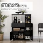 Aparador Auxiliar para Microondas Buffet de Cozinha com 2 Armários com Portas 1 Gaveta e Prateleiras 90x40x120 cm Preto