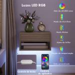 Conjunto de 2 Mesas de Cabeceira Flutuantes com Luzes LED RGB Controlo por APP e Prateleira Aberta 37x32x21 cm Madeira