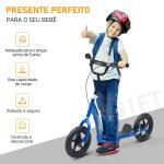 Trotinete para Crianças acima de 5 anos Scooter de 2 Rodas Grandes de 12 Polegadas com Freio e Guidão Ajustável em Altura Carga Máx. 50kg 120x52x80 - 88cm Azul