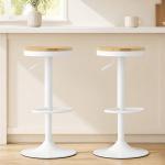 Conjunto de 2 Bancos de Bar Giratórios Bancos Altos de Cozinha com Descanso para Pés 38,5x38,5x60 - 80 cm Madeira e Branco