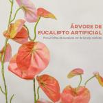 Árvore de Eucalipto Artificial 120 cm Árvore Artificial com 175 Luzes LED e Base Decoração Laranja e Marrom