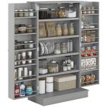 Armário de Cozinha Armário Despensa Cozinha com 2 Portas e 16 Prateleiras Armário Moderno 60x30x104 cm Cinzento