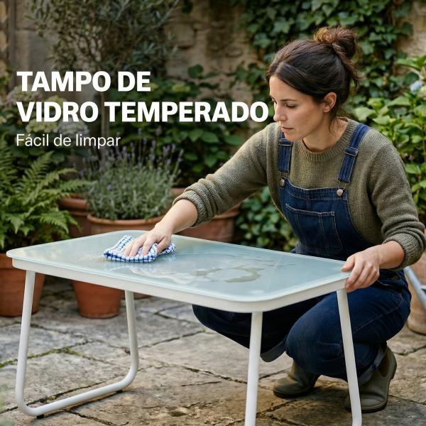 Conjunto de Jardim Exterior de 4 Peças com Sofá de 2 Lugares, 2 Poltronas e Mesa de Vidro Temperado, Tecido Textilene Cinzento Claro