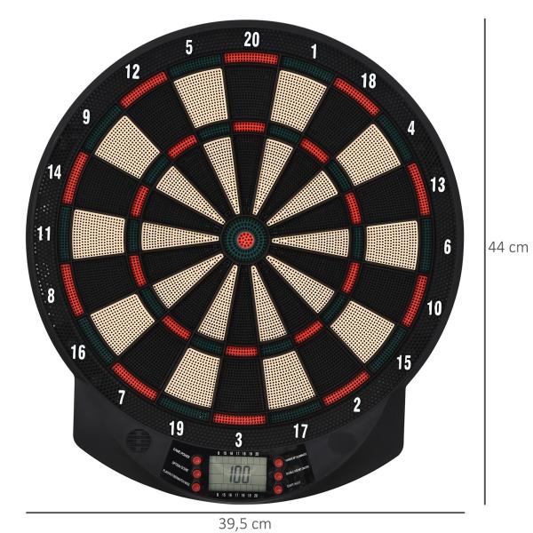 Alvo Eletrónico com 6 Dardos e 30 Pontas, Ecrã LCD, 26 Jogos e 185 Variações, para 8 Jogadores