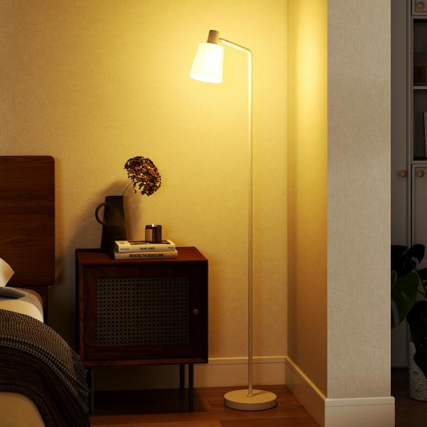 Candeeiro de Pé LED Regulável com Ecrã Giratório 350° 3 Temperaturas de Cor 3000K/4000K/6500K 45x21x148 cm Branco